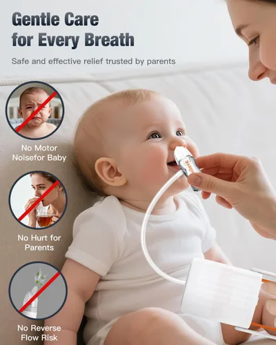 Vista 2 de Aspirador nasal para bebés con succión sin boca con bomba de mano No-mouth suction nasal aspirator with soft silicone tips, clear mucus chamber