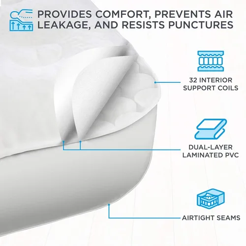 Vista 3 de Ivation EZ-Bed (Individual) Colchón de aire con tecnología Deflate Defender™, bomba automática doble y material laminado de doble capa - Marco