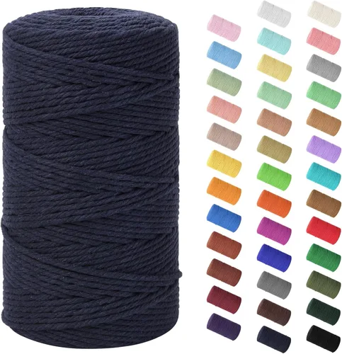 Vista 147 de Cuerda de macramé de 0.079 in x 220 yardas (656 pies), cuerda de algodón natural para colgar en la pared, ganchos de plantas, manualidades Verde