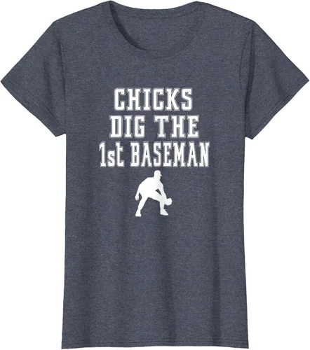 Vista 13 de Chicks Dig First Baseman - Camiseta de primera base Beisbol Player, Negro