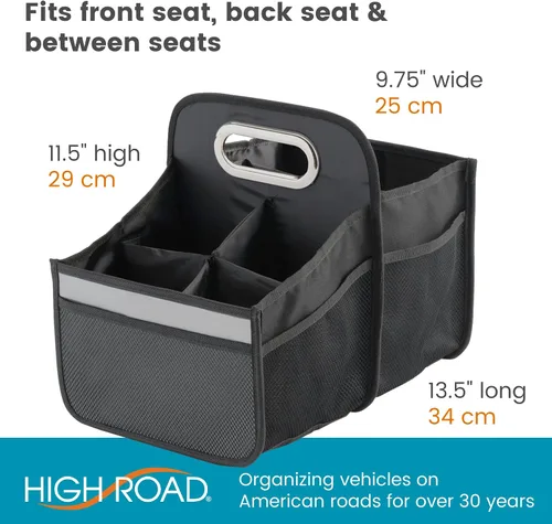 Vista 7 de High Road Organizador de coche con portavasos – Organizador de asiento delantero para conductores o organizador de asiento trasero para niños