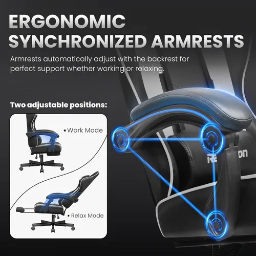 Vista 7 de Silla ergonómica de PC para adultos, soporte de 7 puntos