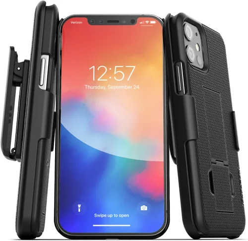 Vista 10 de Encased Funda para cinturón iPhone 11 con clip (Serie DuraClip) Funda ultradelgada con funda (Negro)