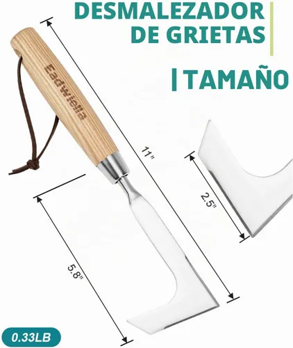 Vista 6 de Herramienta ligera de acero inoxidable para deshierbar grietas