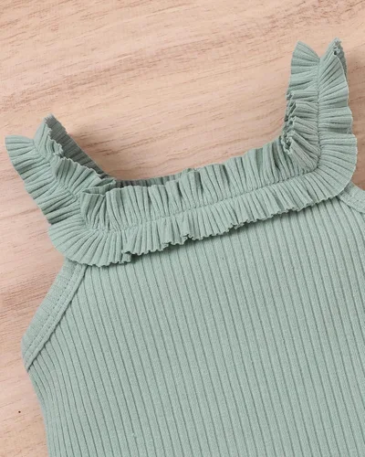 Vista 7 de ZZUYFI Conjunto de ropa de verano para bebé recién nacida, conjunto de ropa de verano con estampado floral, mameluco con cordón y diadema corta