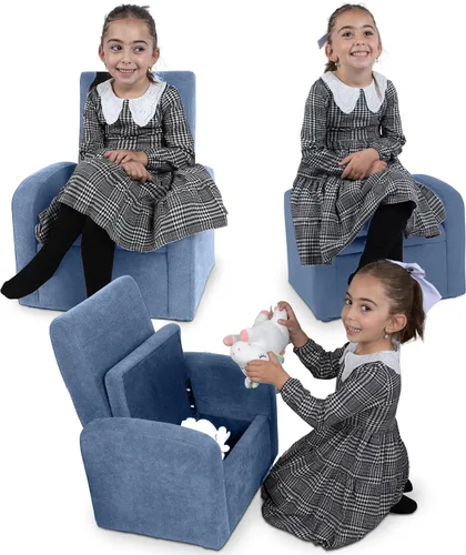 Vista 3 de Stash - Sofá para niños, tumbona para niños pequeños con almacenamiento, sillas plegables para niños o adultos de hasta 200 libras, mini otomano