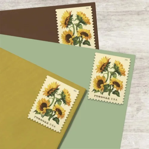 Vista 3 de Girasoles 2026 (Libro de 20) Flores First-Class Mail Forever Sellos postales