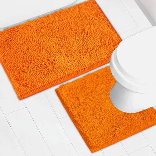 Vista 17 de Juego de 2 tapetes de baño de chenilla, superabsorbentes, con fuerte respaldo antideslizante de PVC, tapetes de baño para baño, peludos