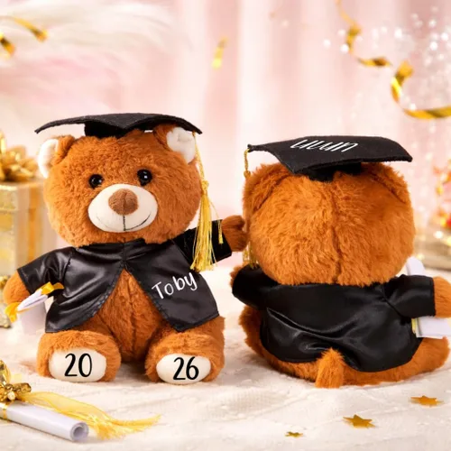 Vista 5 de Oso de graduación personalizado 2026-9.5 pulgadas 7 colores personalizados de peluche de graduación con fecha de nombre, regalo de graduación