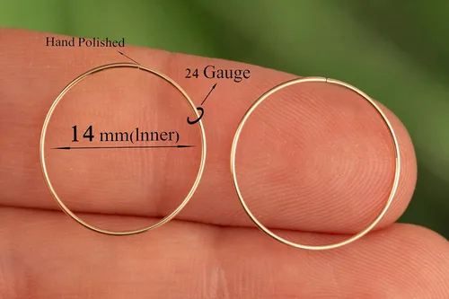 Vista 121 de Aretes de aro de oro de plata – Aretes de aro para mujer, dos piezas de aros de plata fina rellenos de oro, aro de hélice, anillo de tragus, aro