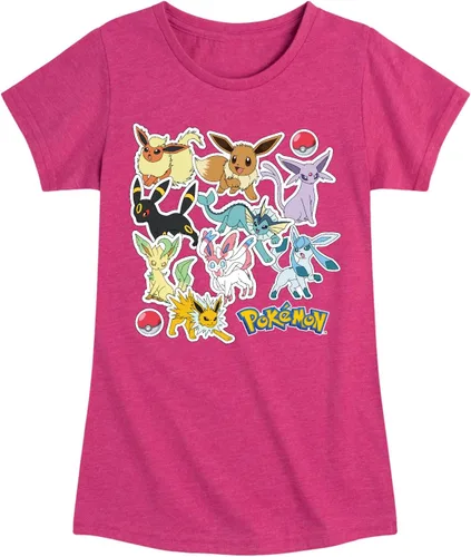 Vista 4 de Pokémon - Eeveelution Stickers - Camiseta de manga corta para niñas jóvenes Abedul