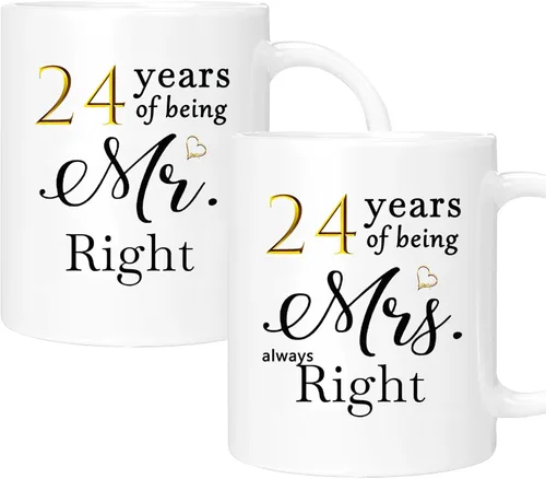 Vista 13 de Juego de 2 tazas de café para el 10º aniversario, regalos de boda para parejas, padres, hombres, mujeres, marido, esposa, él, ella, caja de regalo