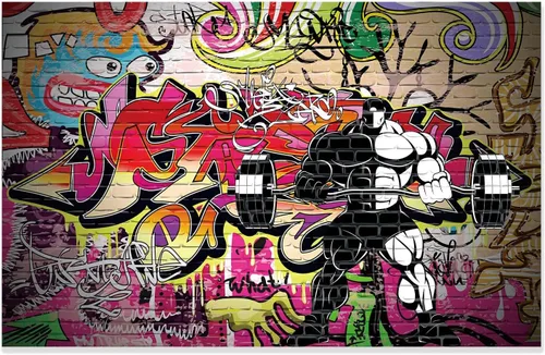 Vista 4 de Graffiti Fitness - Mural de pared para dormitorio, 98 x 71 pulgadas (ancho x alto)