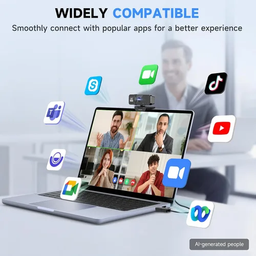 Vista 7 de PHILIPS Cámara web 4K para PC con micrófono, cámara de computadora para reuniones con cubierta de privacidad, cámara web USB Plug & Play
