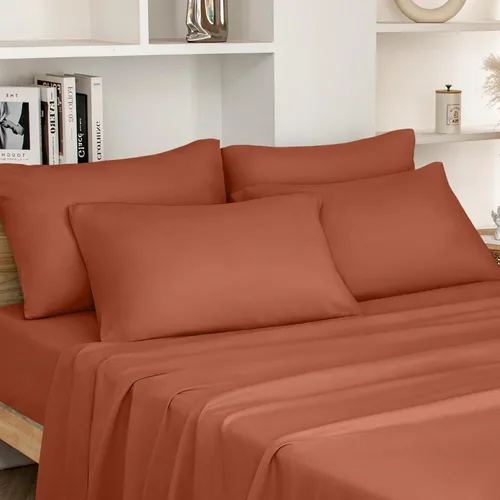 Vista 20 de HOMEIDEAS Sábanas de cama tamaño completo – Juego de 6 piezas (azul aguamarina) – Sábanas de ropa de cama de microfibra cepillada extra suave