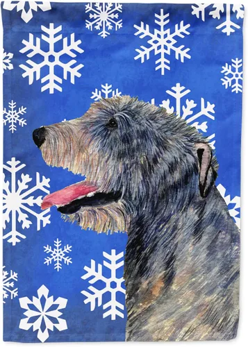 Vista 289 de Caroline's Treasures SC9374GF Bulldog English Snow flakes Holiday Garden Flag Buzón Bandera decorativa para patio exterior, patio, obras de arte