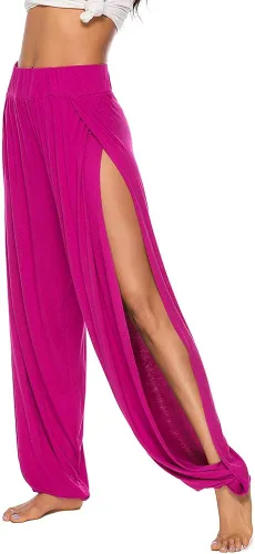 Vista 3 de AvaCostume - Pantalones de harén de corte alto para mujer estilo hippie