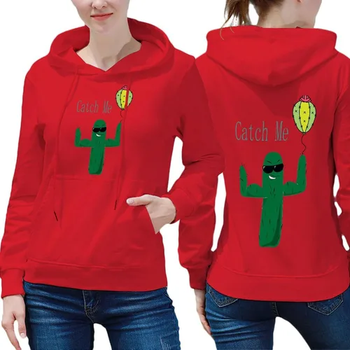 Vista 4 de Sudadera con capucha de manga larga con bolsillo para mujer, con forro polar