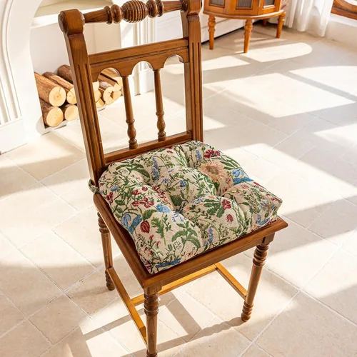 Vista 4 de vctops Cojines para silla de estilo rústico con estampado floral y lazos Cojines para silla en forma de U Almohadillas para silla suaves y cómodas