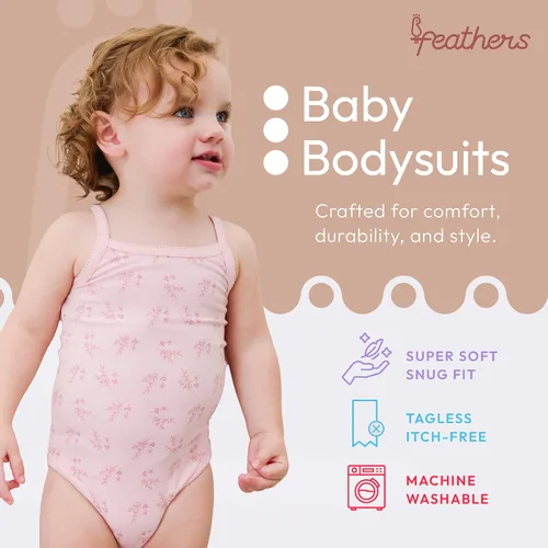 Vista 2 de Feathers Leafy Style - Body para bebé niña, súper suave, de una pieza para niños pequeños (paquete de 4)