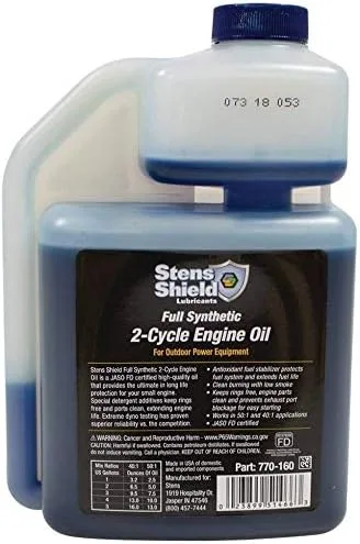 Vista 2 de Stens 770-160 - Aceite de 2 ciclos 50:1 completamente sintético 16oz - Botella fácil de medir