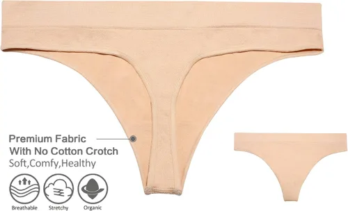 Vista 5 de Nowketon - Tanga para mujer sin costuras no se transparenta ropa interior de nailon elástico y elastano