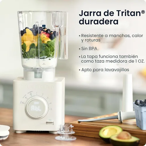Vista 5 de Chefman Obliterator - Licuadora de encimera de 48 onzas para batidos, motor de 1380 W para triturar hielo, nueces y frutas congeladas con cuchilla