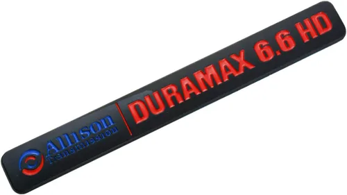 Vista 3 de Aimoll Allison Transmission Duramax 6.6 HD - Juego de emblemas de capó para GM Silverado 2500HD (negro/rojo)