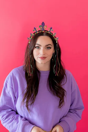 Vista 2 de MOLOCH Diadema de Navidad con lazo de Navidad, diadema de borla roja y verde, diadema de carnaval, disfraz de Navidad, accesorios para el cabello