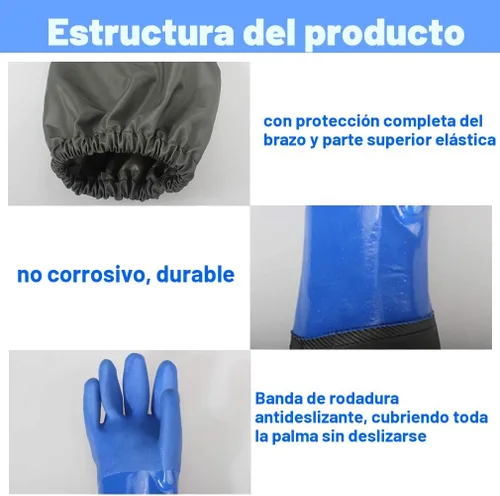 Vista 3 de Guantes de trabajo resistentes a productos químicos de PVC de Haiou, de goma larga, resistentes al agua, para trabajo con productos químicos