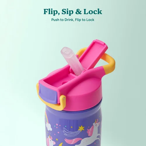 Vista 12 de Reduce Hydrate Pro Kids - Botella de agua aislada de acero inoxidable de 14 onzas con pajilla, vaso a prueba de derrames para niños, retención