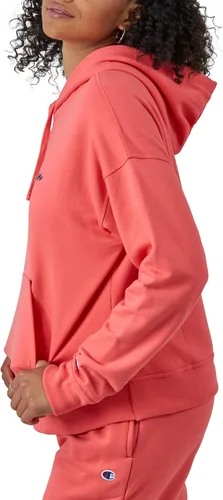 Vista 3 de Champion Sudadera con capucha para mujer, Powerblend, sudadera con capucha de forro polar para mujer, Script (talla extra grande), Guión rosa