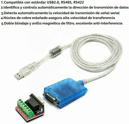 Vista 3 de Cable adaptador de puerto serie USB a RS422 RS485 con chip FTDI compatible con Windows 10, 8, 7, XP y Mac con protección ESD (1.5 pies/1.6 ft)