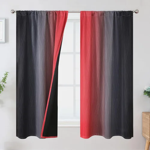 Vista 13 de Estelar Textiler Cortinas oscurecedoras beige y blanco grisáceo de 45 pulgadas de largo, cortinas graduadas con bloqueo de luz para baño, cortinas