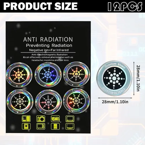 Vista 2 de Bloqueador Emf de 12 piezas para teléfono celular, bloqueador de radiación, calcomanías Emf para teléfono celular, un regalo práctico