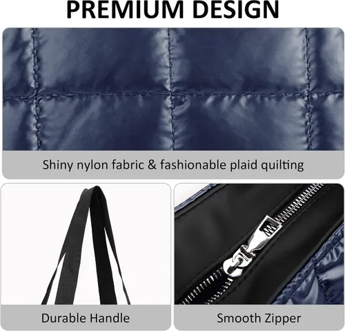 Vista 7 de Bolsa de mano acolchada para mujer, bolsa de hombro acolchada, grande, de algodón, suave y acolchada
