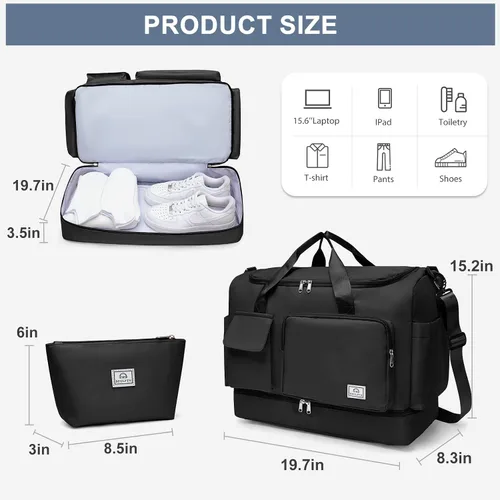 Vista 210 de Pequeña bolsa de gimnasio para mujer, bolsa de viaje con compartimento para zapatos