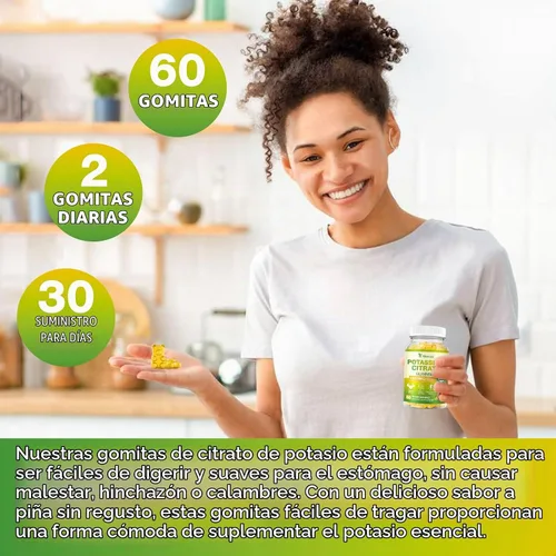 Vista 7 de Gomitas de citrato de potasio de 1500 mg para adultos, mujeres y 1Paquete