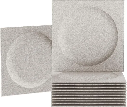 Vista 2 de Paneles acústicos 3D de pared, paquete de 12 paneles acústicos de arte circular de 12 x 12 pulgadas para decoración de pared interior, paneles