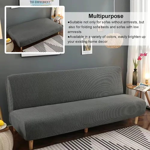 Vista 7 de SAZDFY Funda elástica para futón, tela jacquard suave, protector de muebles a cuadros pequeños, funda universal para sofá con parte inferior Beige