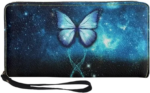 Vista 6 de Coldinair Cartera de piel sintética con cierre de cremallera para mujer, con bloqueo RFID, monedero para teléfono con correa para viaje, Añade tu