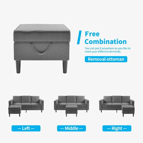 Vista 4 de Mjkone - Sofá seccional convertible, sofá en forma de L con otomana de almacenamiento, sofás para sala de estar, muebles de sala de estar, adecuado