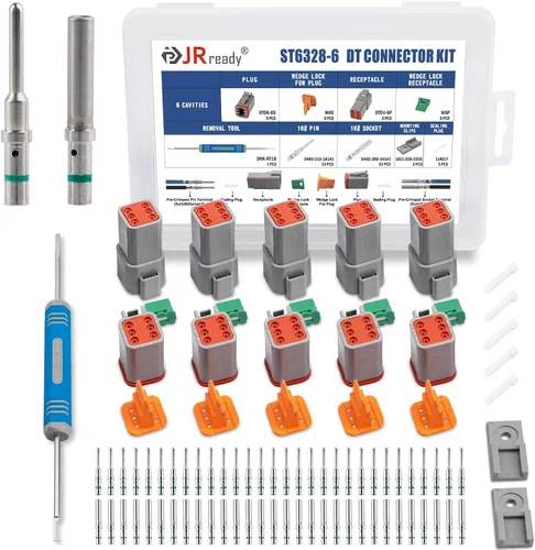 Vista 12 de JRready Kit de conectores Deutsch de 2 pines con contactos sólidos de tamaño 16 (14-20AWG), conector impermeable Deutsch de 2 pines de la serie