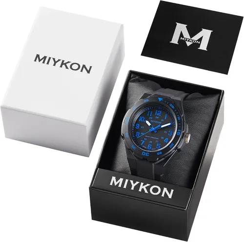 Vista 8 de Miykon Black Analog Sports Dive Watches for Men – 100M Waterproof Watch with Rotating Bezel, Tactical Swiss Army Field Watch with Military Time