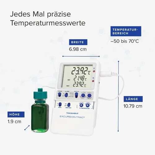 Vista 5 de Traceable Termómetro de registro de datos: 1 sonda de botella de vidrio