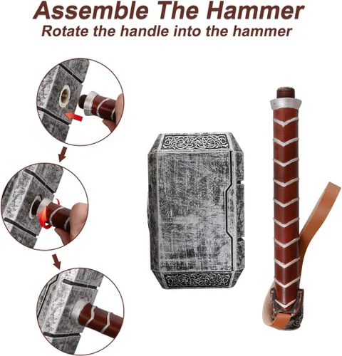 Vista 4 de Martillo de Halloween, armas de cosplay, hacha de espuma de batalla de poliuretano, ideal para regalo de cumpleaños LARP