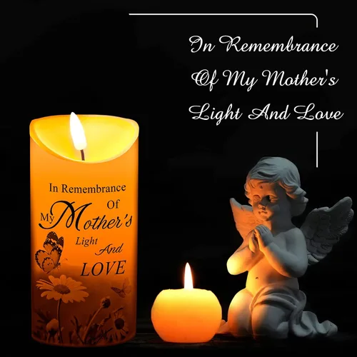 Vista 6 de Gerrii Regalos de condolencias por la pérdida de la madre, velas LED sin llama, de 3 x 6 pulgadas, velas conmemorativas en recuerdo de mi madre