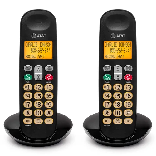 Vista 15 de AT&T Teléfono inalámbrico EL1101 DECT 6.0 Identificador de llamadas, teclado iluminado, pantalla LCD, altavoz dúplex completo, modo ECO, modo