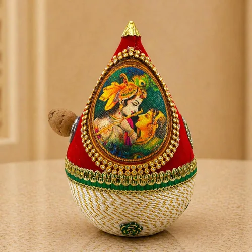 Vista 12 de LOVENSPIRE Shriphal Mangal Kalash Coco decorado para boda Shagun Decorativo Nariyal Mangal Nariyal Kalash Set Boda Pooja Nariyal Decorado Nariyal