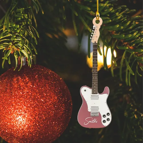 Vista 5 de MoonArt Adorno personalizado de guitarra de piano, nota musical de piano, adorno con forma de madera acrílica, regalo para amantes de la guitarra